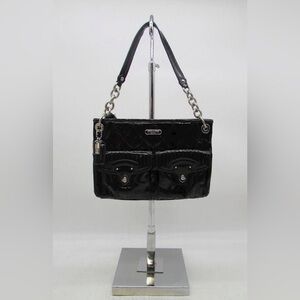 Coach Poppy Liquid Gloss Quilted Patent Leather Handbag/Crossbody, Black